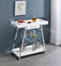 Coaster Kinney 2-tier Bar Cart with Storage Drawer White High Gloss and Chrome Grey