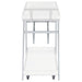 Coaster Kinney 2-tier Bar Cart with Storage Drawer White High Gloss and Chrome Grey