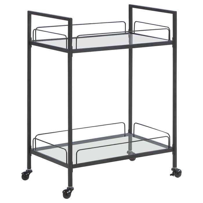 Coaster Curltis Serving Cart with Glass Shelves Clear and Black Default Title