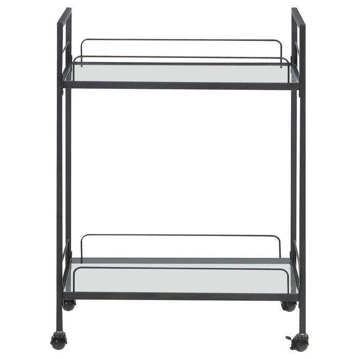 Coaster Curltis Serving Cart with Glass Shelves Clear and Black Default Title