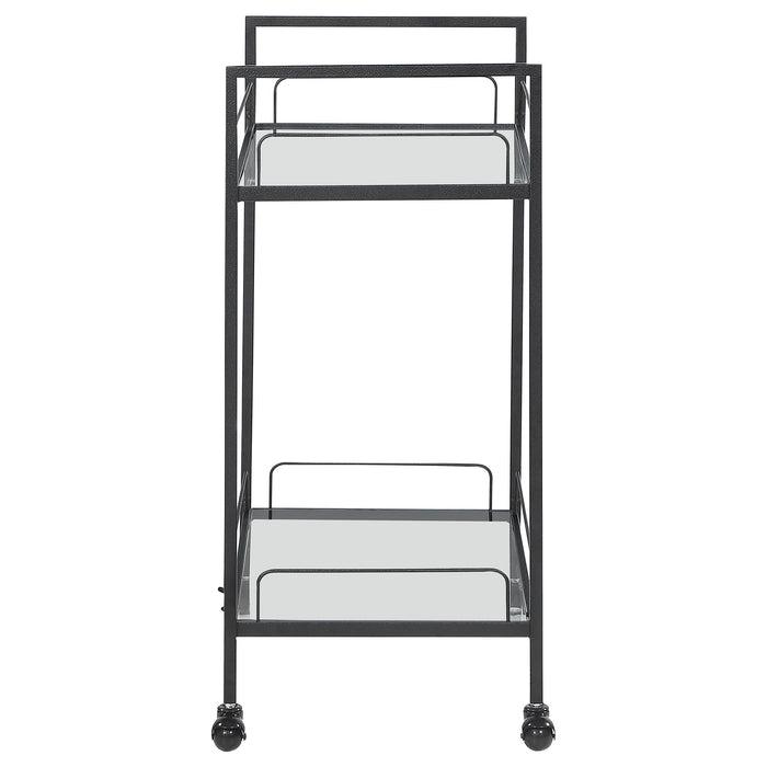 Coaster Curltis Serving Cart with Glass Shelves Clear and Black Default Title