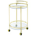 Coaster Chrissy 2-tier Round Glass Bar Cart Brass White