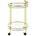 Coaster Chrissy 2-tier Round Glass Bar Cart Brass White