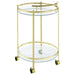 Coaster Chrissy 2-tier Round Glass Bar Cart Brass White