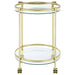 Coaster Chrissy 2-tier Round Glass Bar Cart Brass White