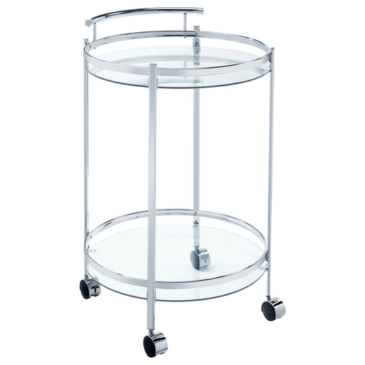 Coaster Chrissy 2-tier Round Glass Bar Cart Brass White