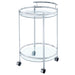 Coaster Chrissy 2-tier Round Glass Bar Cart Brass White