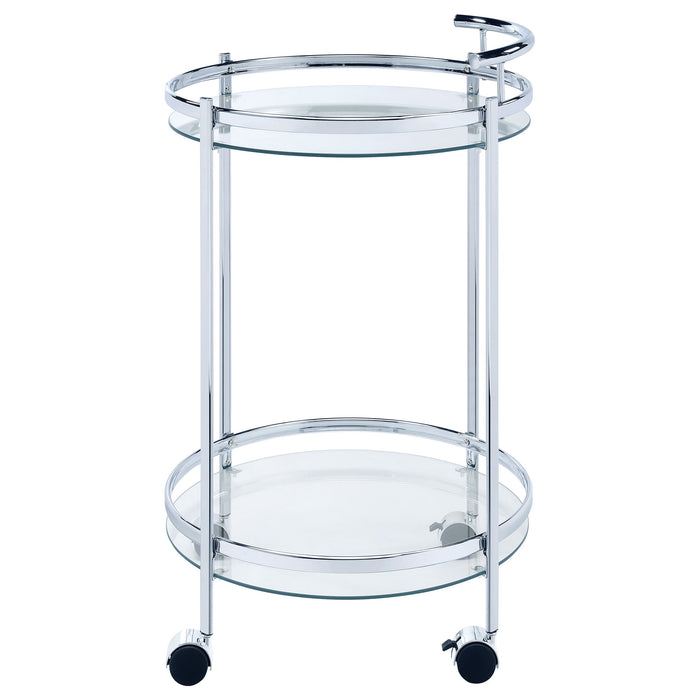 Coaster Chrissy 2-tier Round Glass Bar Cart Brass White