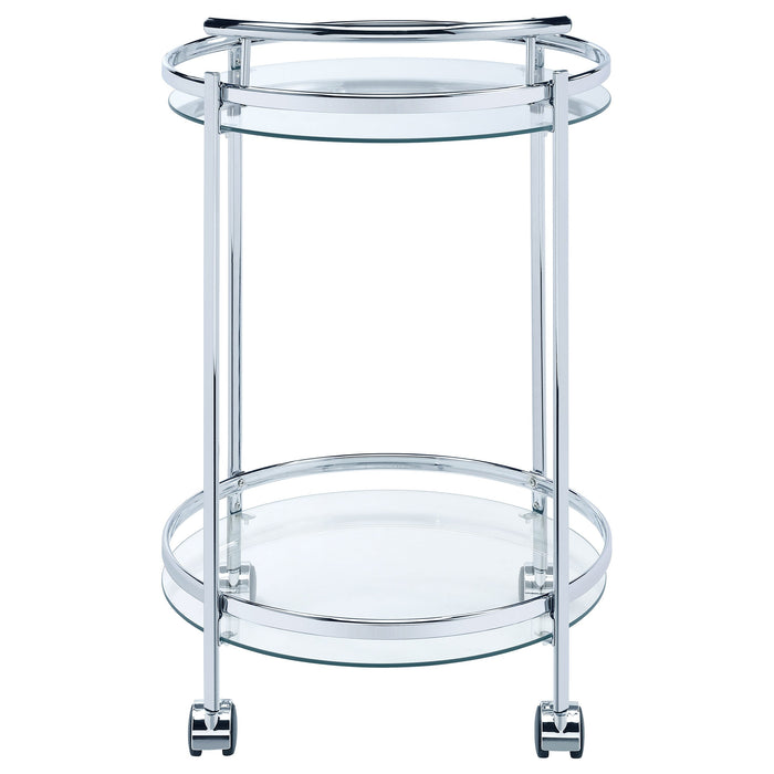 Coaster Chrissy 2-tier Round Glass Bar Cart Brass White