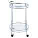 Coaster Chrissy 2-tier Round Glass Bar Cart Brass White