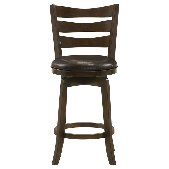 Coaster Murphy Ladder Back Counter Height Swivel Bar Stool Dark Cherry and Brown Counter Height