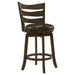 Coaster Murphy Ladder Back Counter Height Swivel Bar Stool Dark Cherry and Brown Counter Height