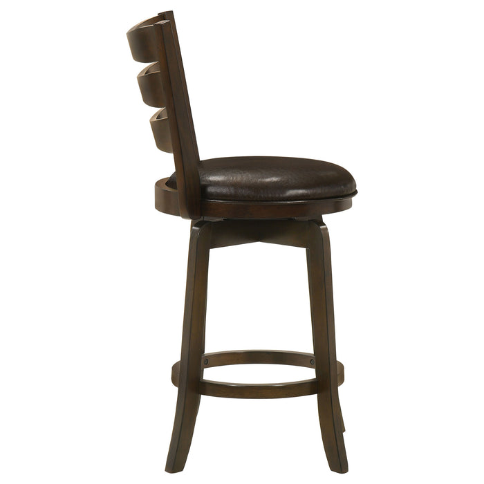 Coaster Murphy Ladder Back Counter Height Swivel Bar Stool Dark Cherry and Brown Counter Height