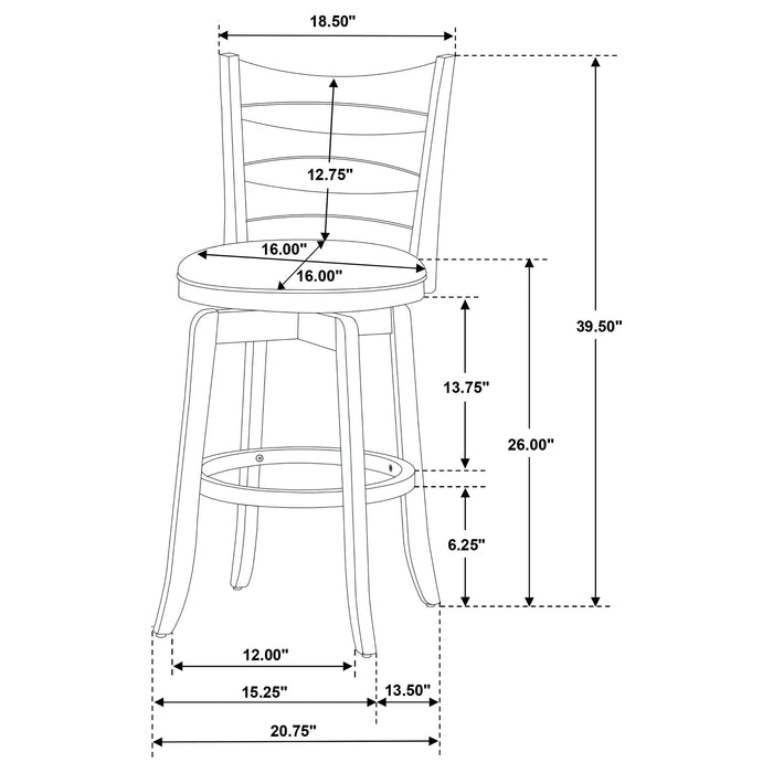 Coaster Murphy Ladder Back Counter Height Swivel Bar Stool Dark Cherry and Brown Counter Height