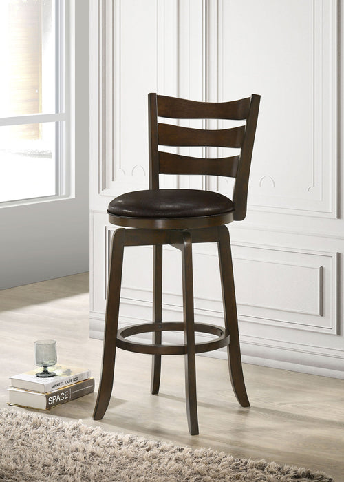 Coaster Murphy Ladder Back Counter Height Swivel Bar Stool Dark Cherry and Brown Counter Height