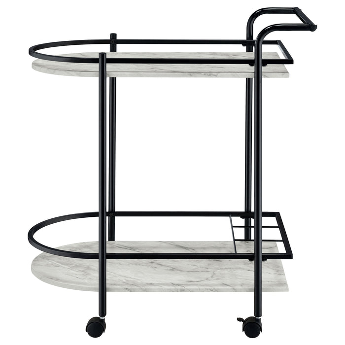 Coaster Desiree 2-tier Bar Cart with Casters Black Gold