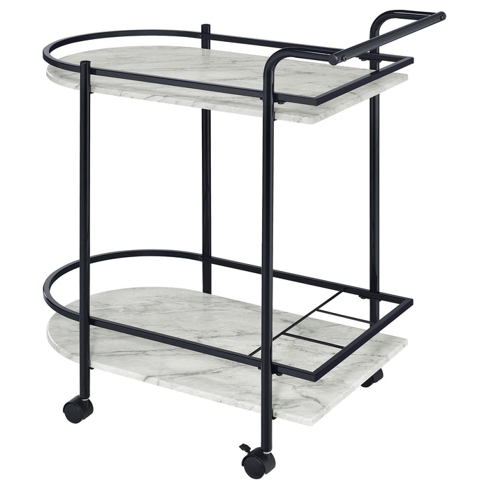 Coaster Desiree 2-tier Bar Cart with Casters Black Gold