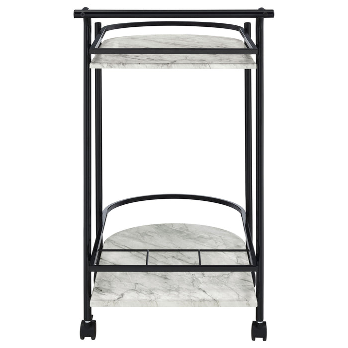 Coaster Desiree 2-tier Bar Cart with Casters Black Gold