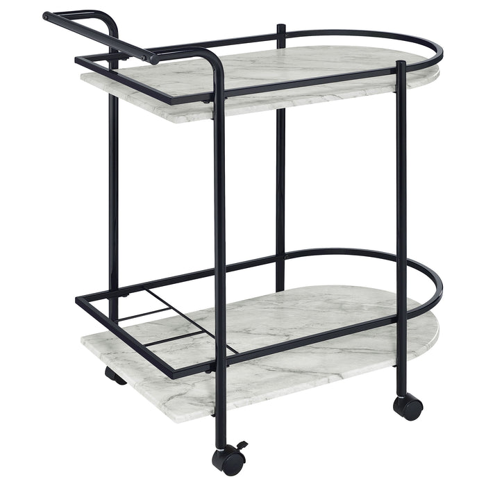 Coaster Desiree 2-tier Bar Cart with Casters Black Gold