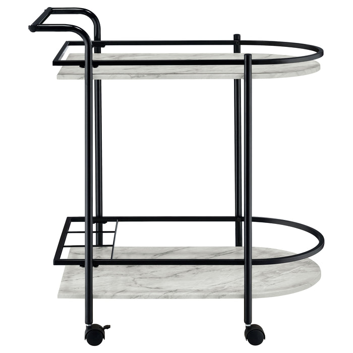 Coaster Desiree 2-tier Bar Cart with Casters Black Gold