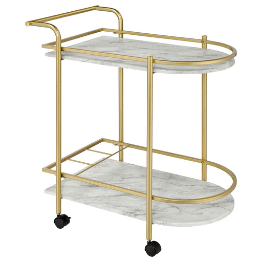 Coaster Desiree 2-tier Bar Cart with Casters Black Gold