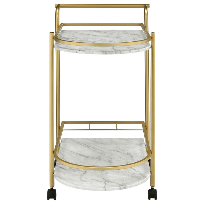 Coaster Desiree 2-tier Bar Cart with Casters Black Gold