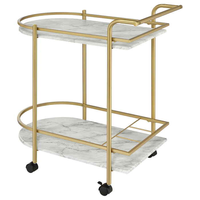 Coaster Desiree 2-tier Bar Cart with Casters Black Gold