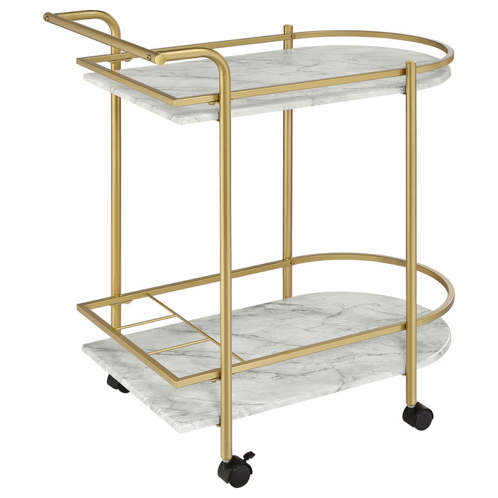 Coaster Desiree 2-tier Bar Cart with Casters Black Gold