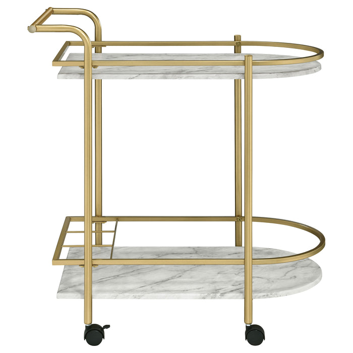 Coaster Desiree 2-tier Bar Cart with Casters Black Gold