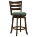 Coaster Murphy Ladder Back Counter Height Swivel Bar Stool Dark Cherry and Hunter Green Swivel