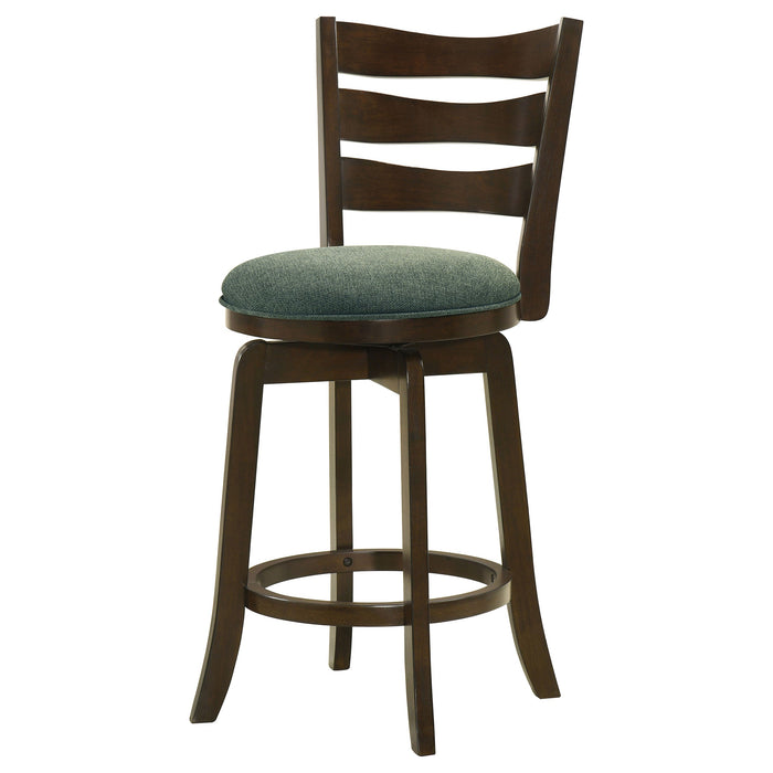 Coaster Murphy Ladder Back Counter Height Swivel Bar Stool Dark Cherry and Hunter Green Counter Height