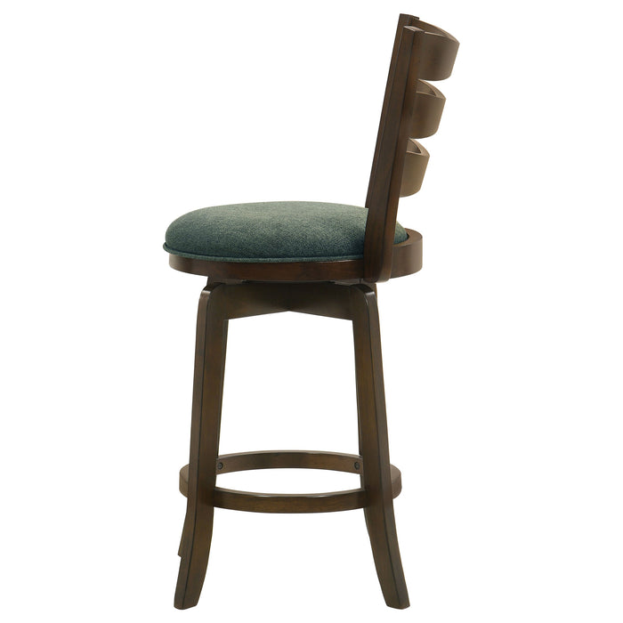 Coaster Murphy Ladder Back Counter Height Swivel Bar Stool Dark Cherry and Hunter Green Counter Height