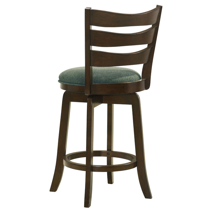 Coaster Murphy Ladder Back Counter Height Swivel Bar Stool Dark Cherry and Hunter Green Counter Height