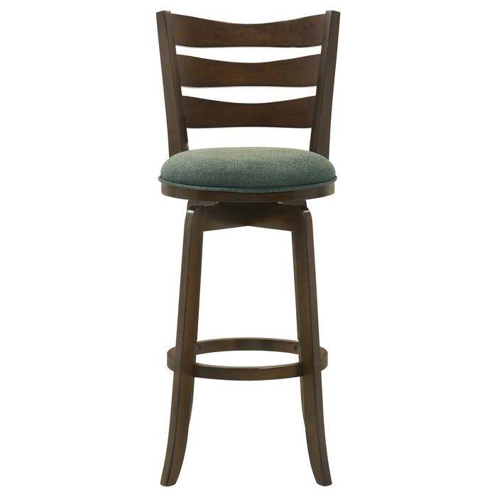 Coaster Murphy Ladder Back Counter Height Swivel Bar Stool Dark Cherry and Hunter Green Counter Height