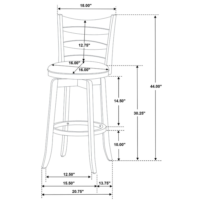 Coaster Murphy Ladder Back Counter Height Swivel Bar Stool Dark Cherry and Hunter Green Counter Height