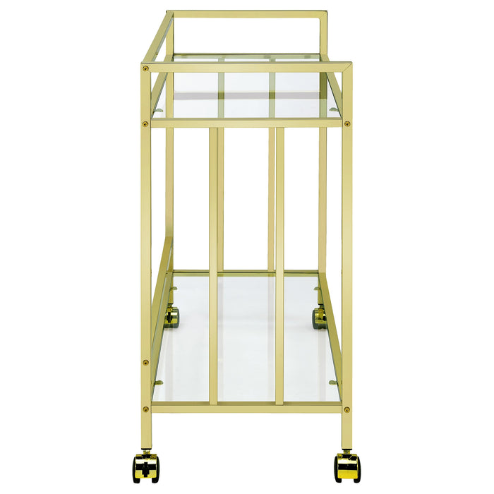 Coaster Cara Rectangular Glass Bar Cart Brass White