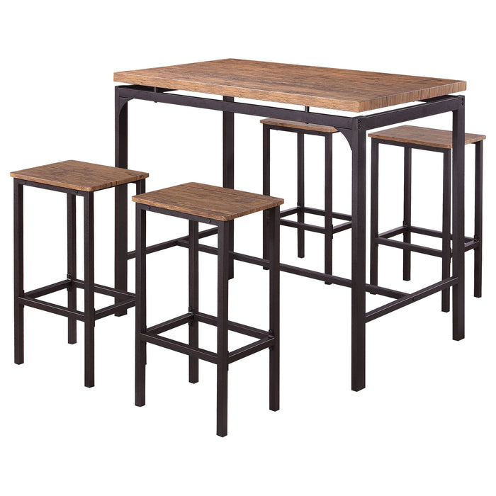 Coaster Santana Pub Height Bar Table Set Weathered Chestnut and Black Default Title