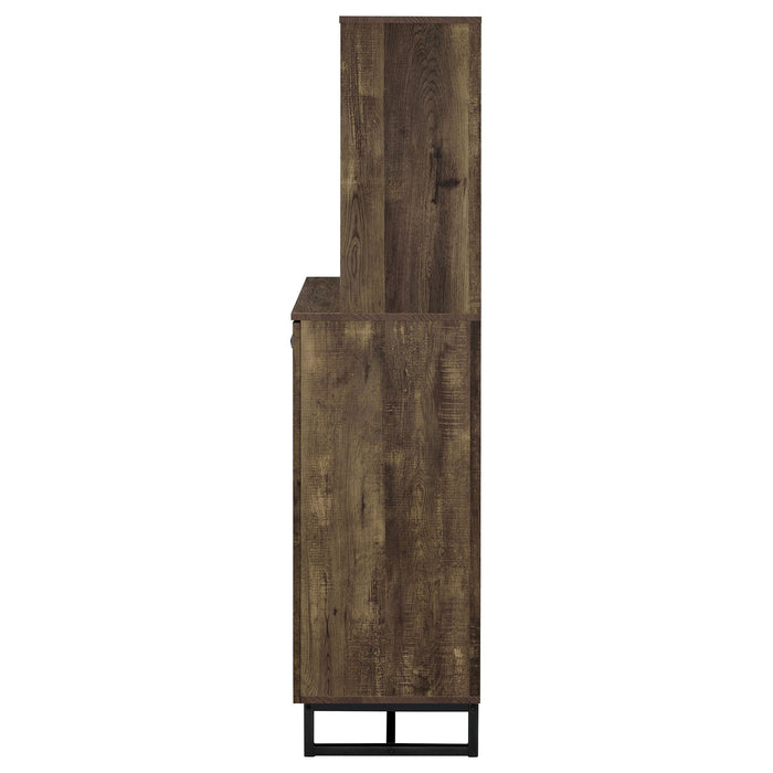 Coaster Mendoza 2-door Wine Cabinet Rustic Oak Herringbone and Gunmetal Default Title