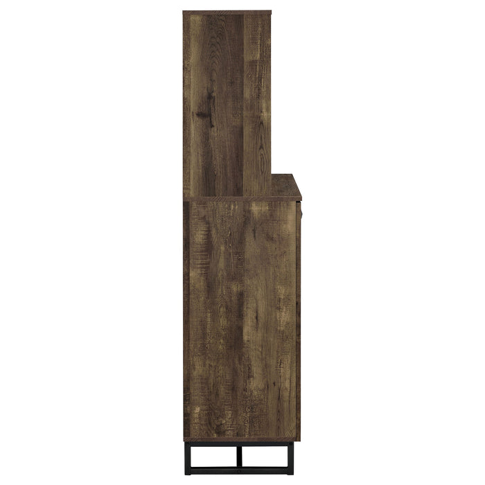 Coaster Mendoza 2-door Wine Cabinet Rustic Oak Herringbone and Gunmetal Default Title