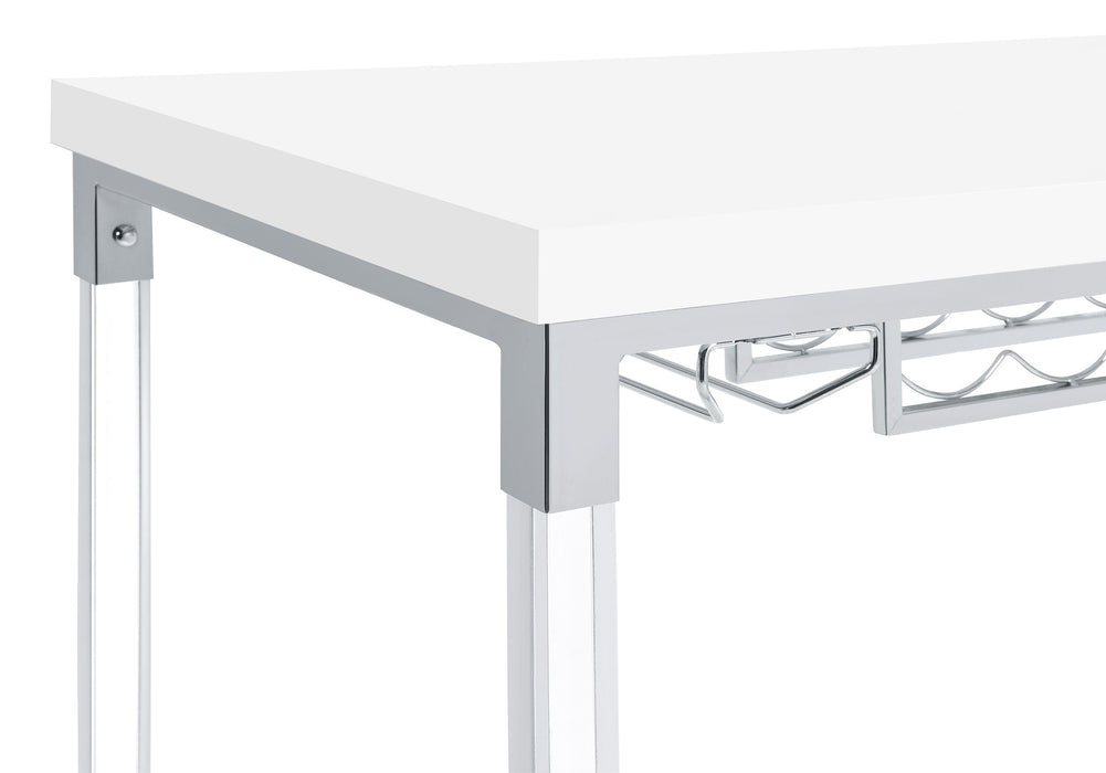 Coaster Norcrest Pub Height Bar Table with Acrylic Legs and Wine Storage White High Gloss Default Title