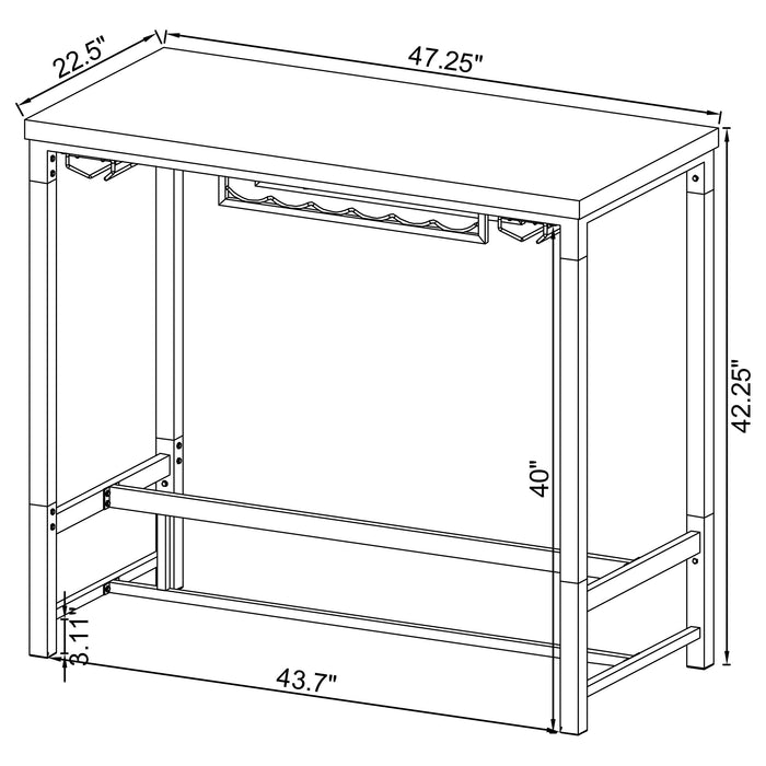 Coaster Norcrest Pub Height Bar Table with Acrylic Legs and Wine Storage White High Gloss Default Title