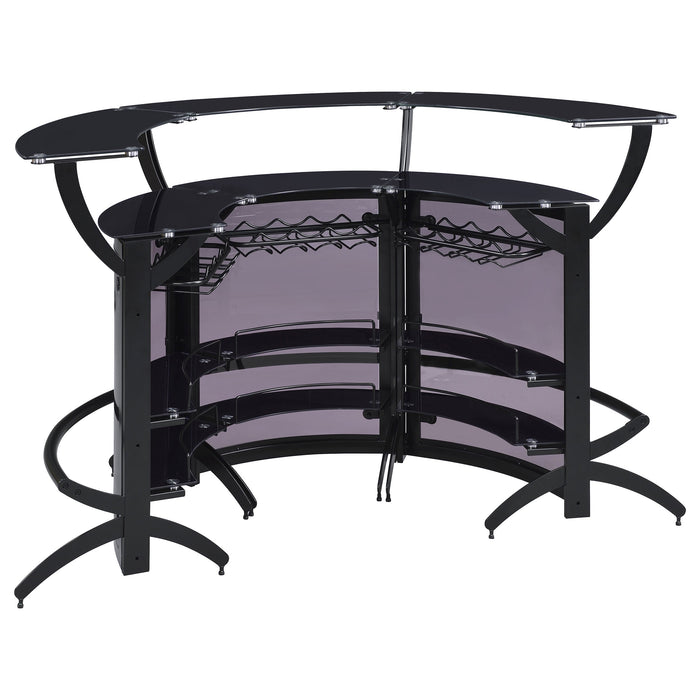 Coaster Dallas 2-shelf Curved Home Bar Smoke and Black Glass (Set of 3) Set of 1