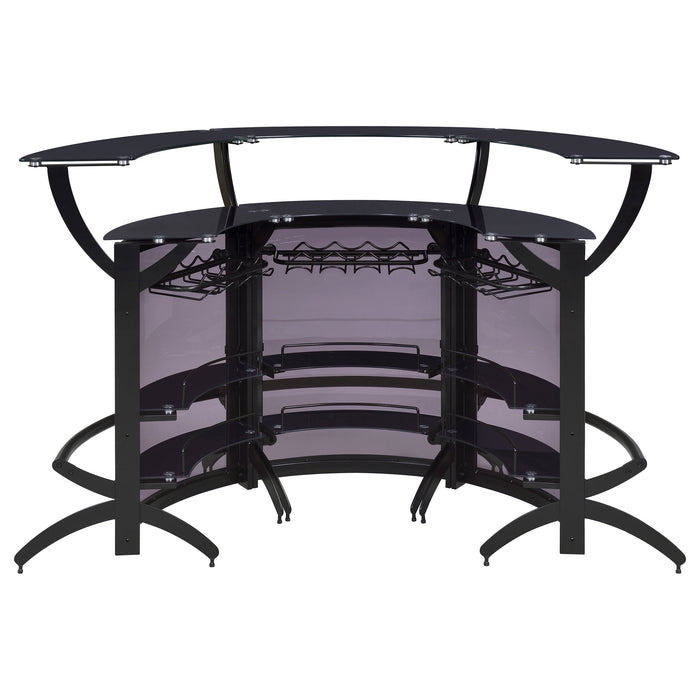 Coaster Dallas 2-shelf Curved Home Bar Smoke and Black Glass (Set of 3) Set of 1