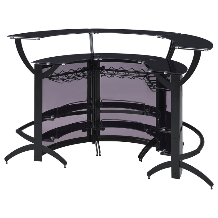 Coaster Dallas 2-shelf Curved Home Bar Smoke and Black Glass (Set of 3) Set of 1