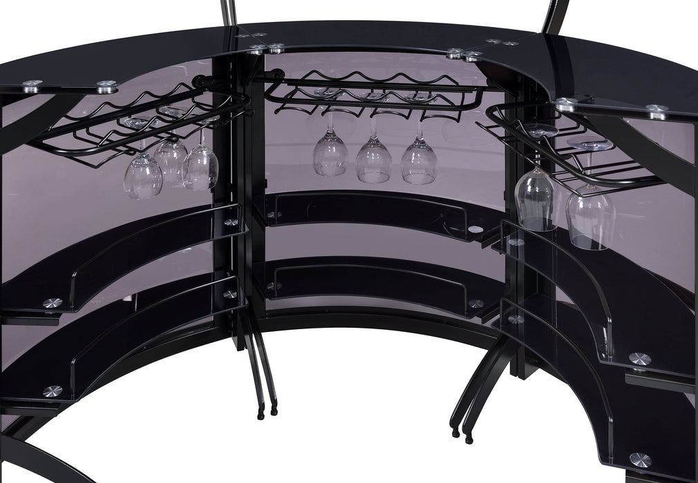 Coaster Dallas 2-shelf Curved Home Bar Smoke and Black Glass (Set of 3) Set of 1