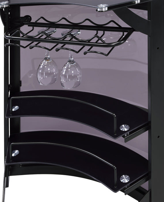 Coaster Dallas 2-shelf Curved Home Bar Smoke and Black Glass (Set of 3) Set of 1