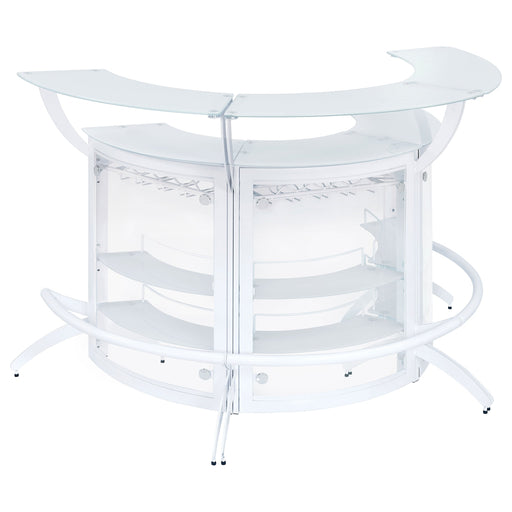 Coaster Dallas 2-shelf Curved Home Bar White and Frosted Glass (Set of 3) Set of 3