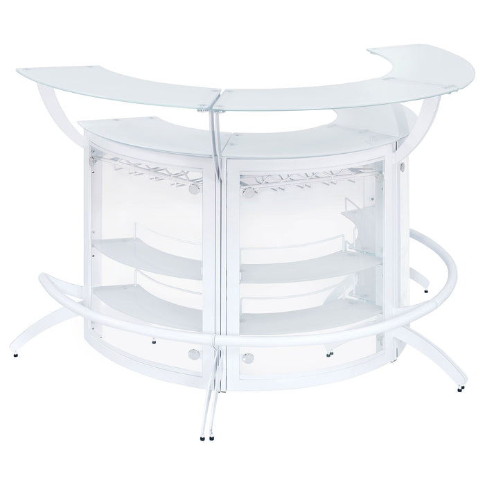 Coaster Dallas 2-shelf Curved Home Bar White and Frosted Glass (Set of 3) Set of 3