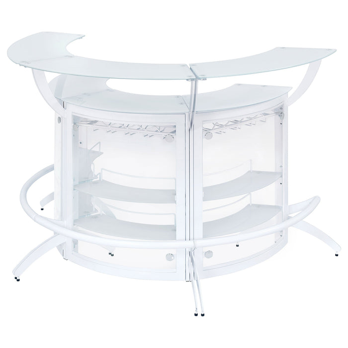 Coaster Dallas 2-shelf Curved Home Bar White and Frosted Glass (Set of 3) Set of 1