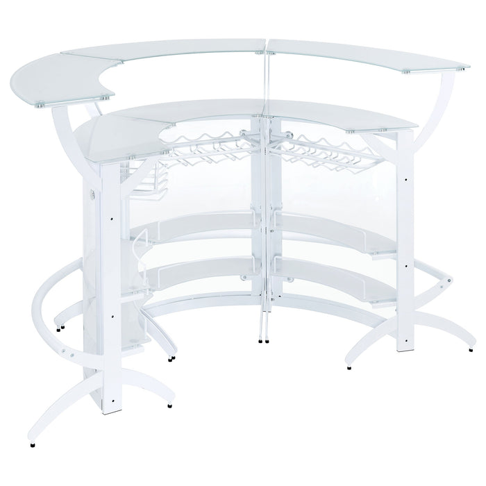 Coaster Dallas 2-shelf Curved Home Bar White and Frosted Glass (Set of 3) Set of 1